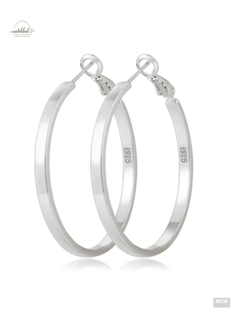 925 Sterling Silver Hoop Earrings for Women 3mm Wide Lightweight